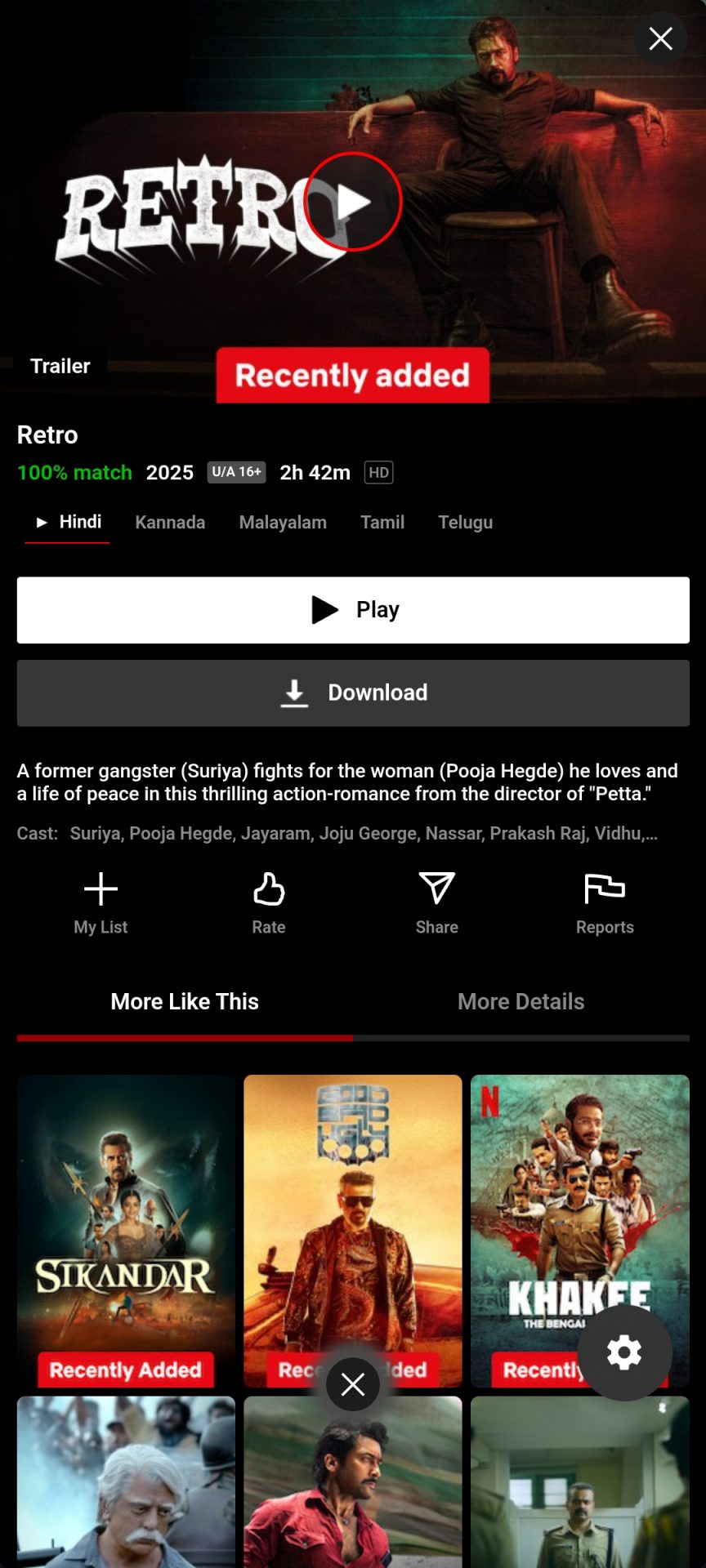 RETRO Movie on NetMirror
