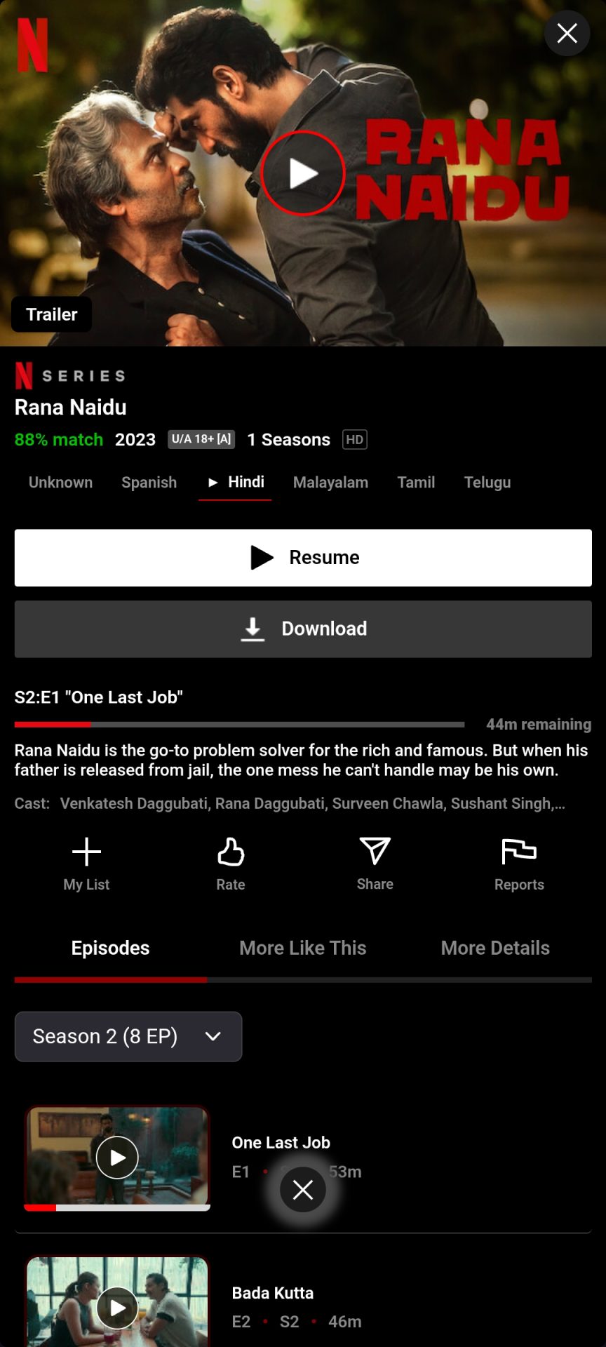 Rana Naidu on NetMirror