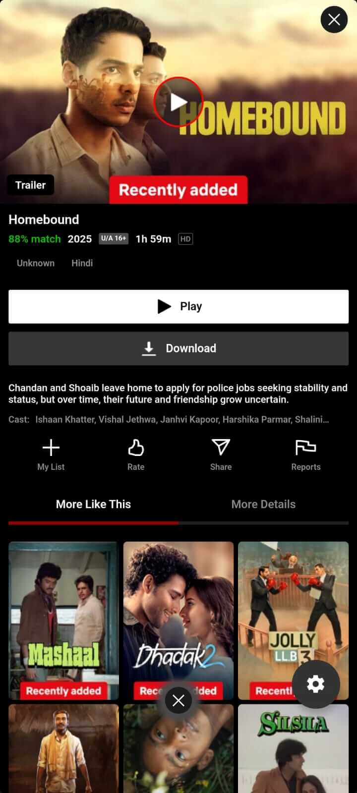 Homebound Movie on NetMirror
