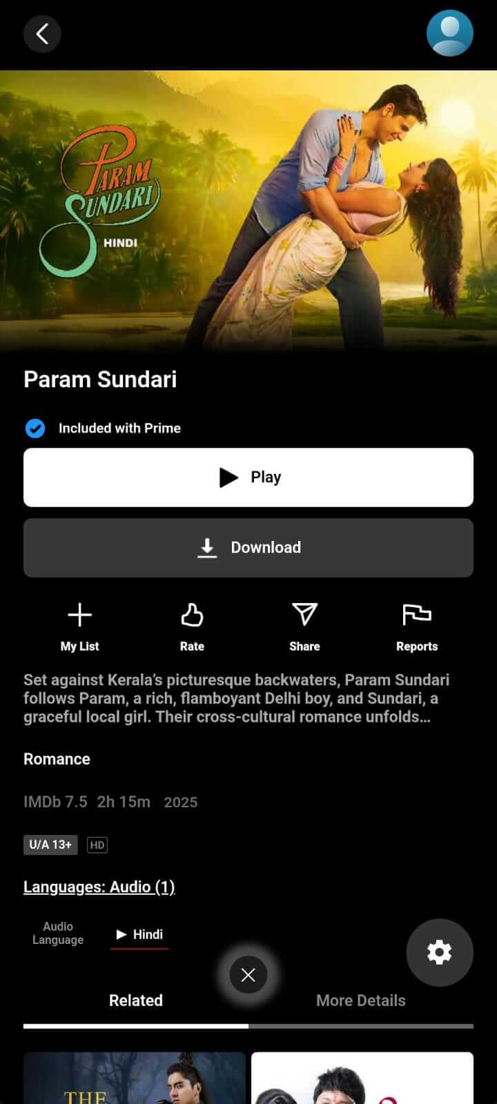 Param Sundari Movie on NetMirror